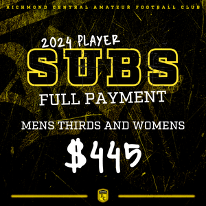 SUBS - Men's Thirds and Womens - FULL PAYMENT