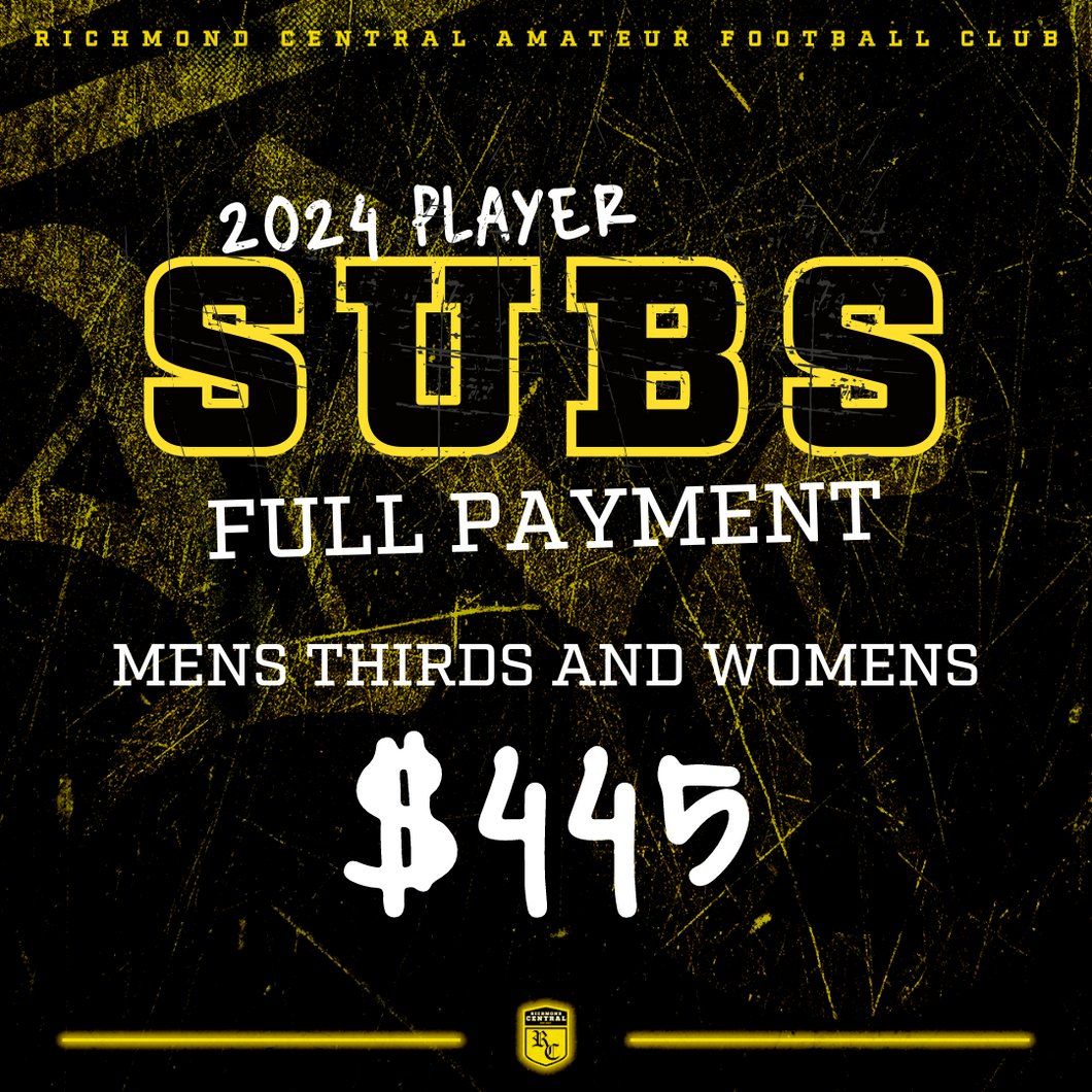 SUBS - Men's Thirds and Womens - FULL PAYMENT